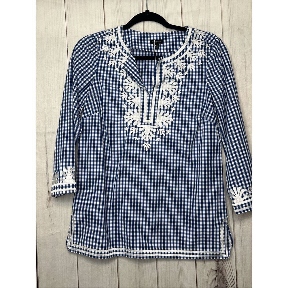 Talbots blue gingham top size XS new without tags